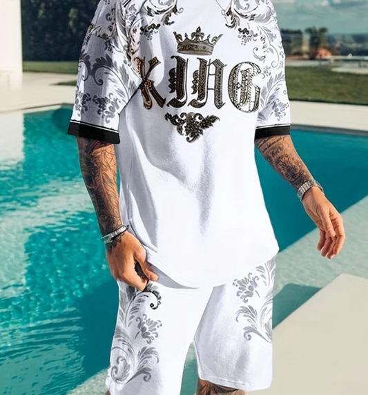 "King" Graphic 2 pce Short Set